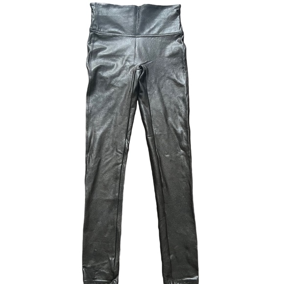 SPANX BLACK FAUX LEATHER HIGH WAISTED FULL LENGTH LEGGING SIZE SMALL - Picture 4 of 10